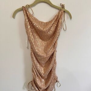 Hello Molly Elegant Sequin Dress in Champagne